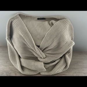 Boohoo Womens Plus Twist Front Knotted Sweater